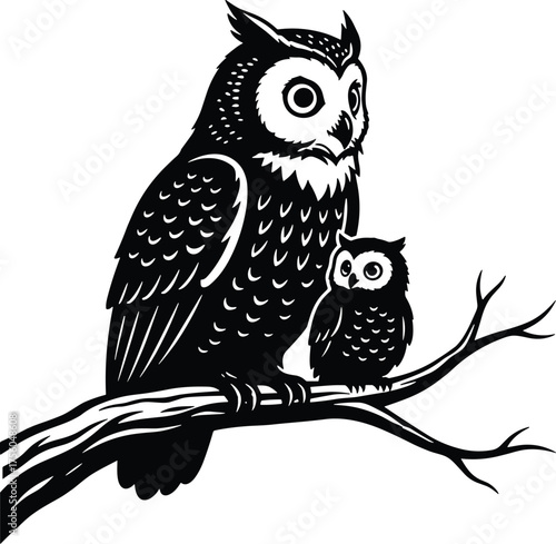 Great Horned Owl and Owlet