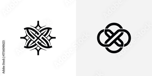 Black Complex Celtic Knot, Abstract Infinity Loop on Transparent Background