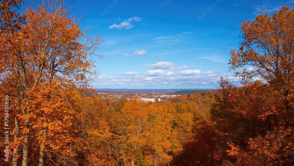 Fototapeta premium Autumn's golden hues in the urban landscape