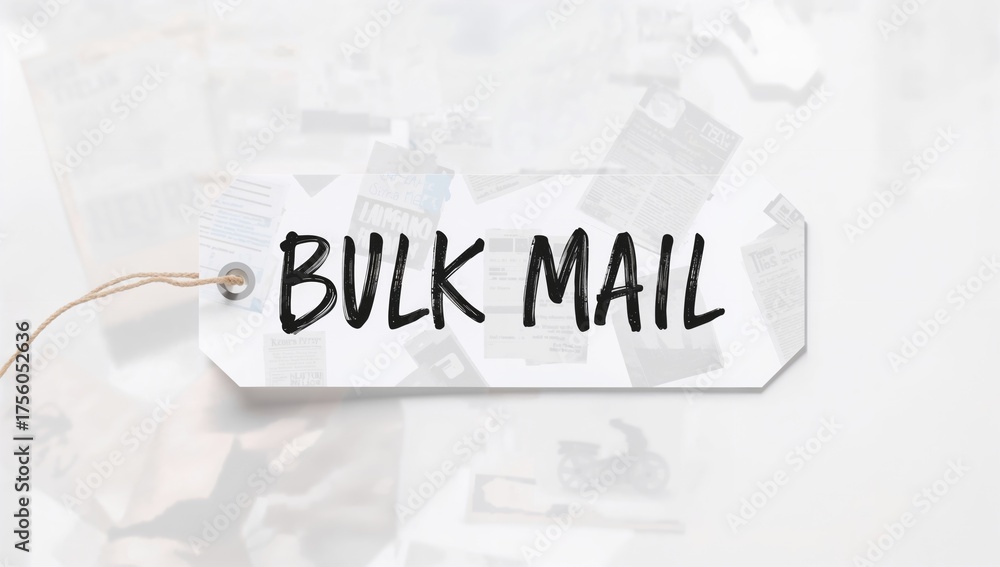 Fototapeta premium Handwritten BULK MAIL on an abstract backdrop with business and training elements
