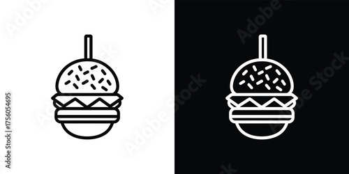 Iconography Burger Symbol Featuring Layered Ingredients With Transparent Background