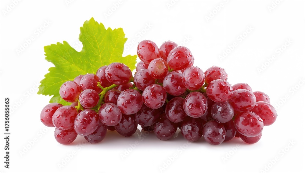 Fototapeta premium Isolated fresh red grapes on a white backdrop
