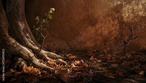 Withered foliage and lifeless trees