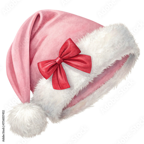 red and pink Christmas hat with bow