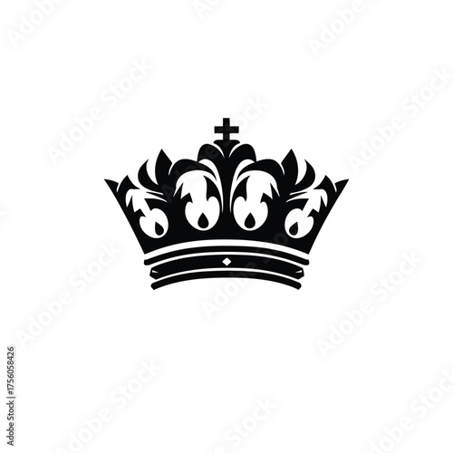 Ornate Crown with Cross Detail Art on Transparent Background, Royalty Design