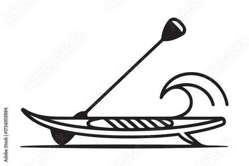 paddle surf icon. Thin linear style design. one line Icon drawing with white background