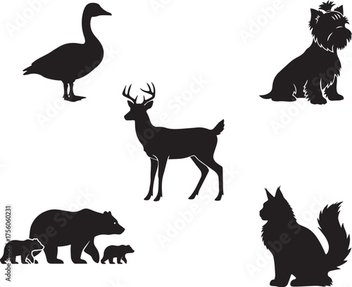 White-Tailed Deer Vector Silhouette