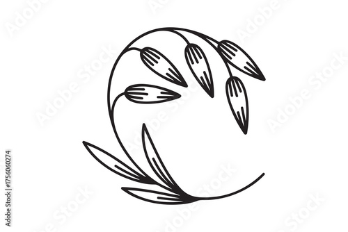 oat icon. Thin linear style design. one line Icon drawing with white background