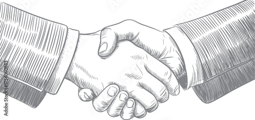 Hand Drawn Handshake Vector Illustration – Business Agreement and Partnership Symbol for Cooperation and Trust Concept Design