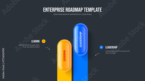Modern Briefing Presentation Design Vector Illustration. Professional Plan 2 Option Diagram Slide Template. Project Forecast Two Element Infographic Slideshow Layout.