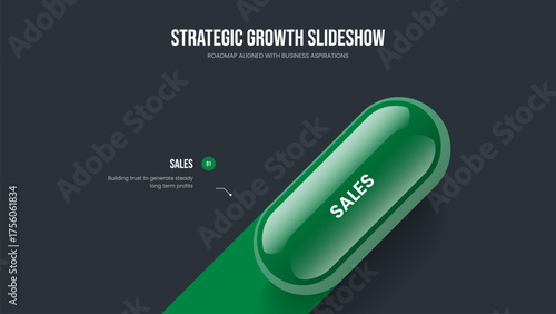 Financial Performance Frame Design Vector Illustration. Market Innovation 1 Option Diagram Presentation Layout. Investor Introduction One Step Infographic Slideshow Template.