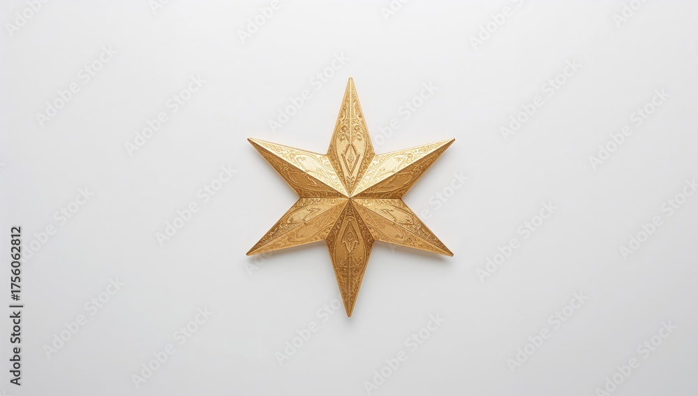 Obraz premium A shiny gold star for Christmas on a plain white backdrop