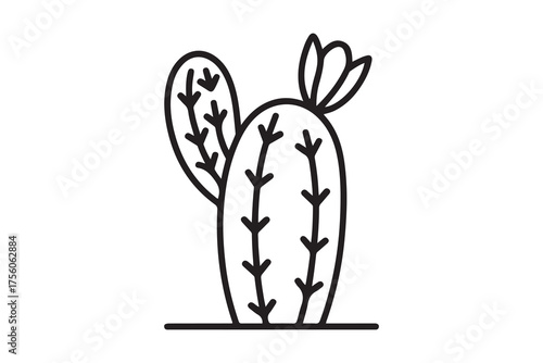 nopal icon. Thin linear style design. one line Icon drawing with white background
