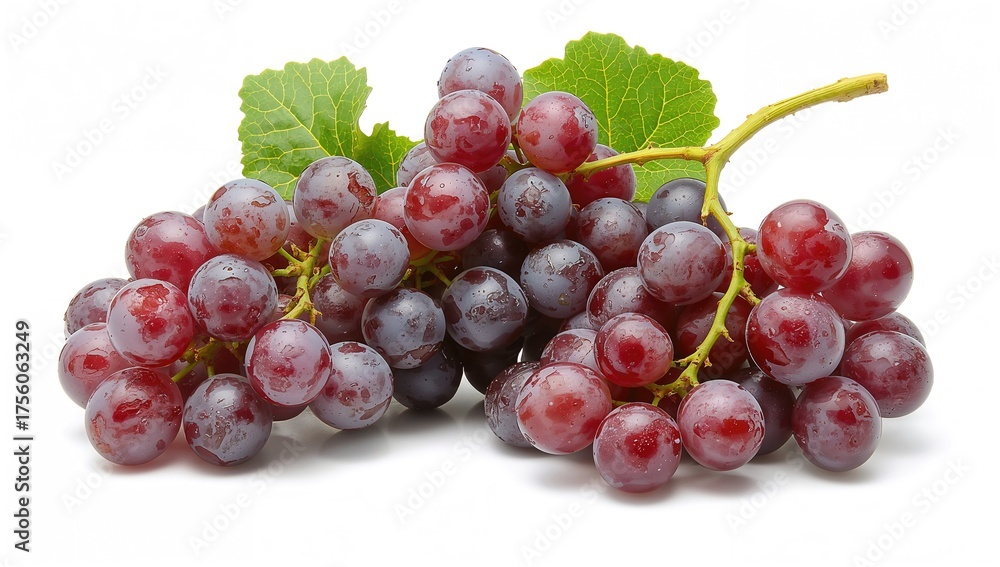 Fototapeta premium Cluster of grapes on a plain white backdrop
