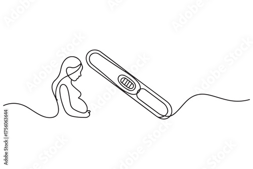 pregnant test icon. Thin linear style design. one line Icon drawing with white background