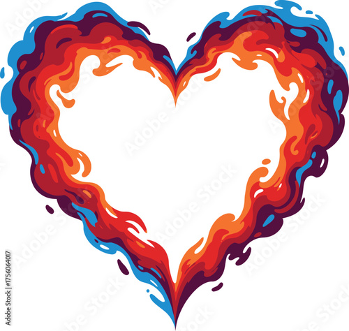 Colorful stylized heart frame on a white background.