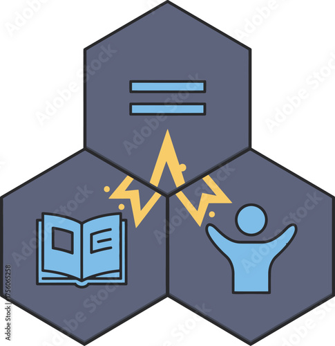 A colorful icon linking learning with equality and achievement.