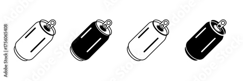 Set of four identical minimalist spray paint cans sketch style isolated objects