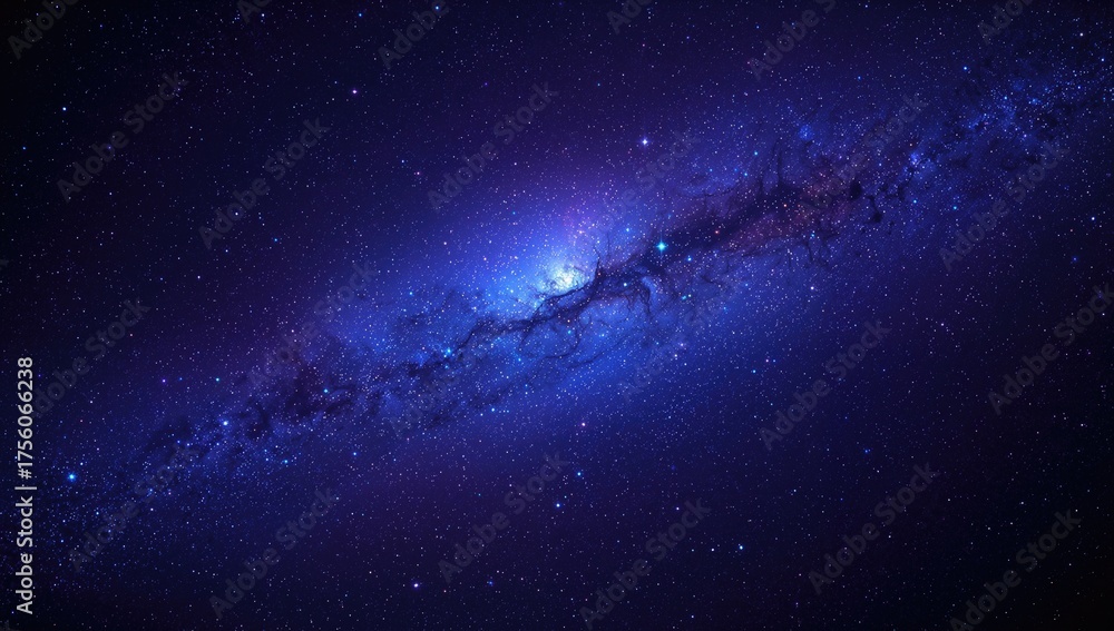 Fototapeta premium Abstract cosmic background with blue and purple star dust textures