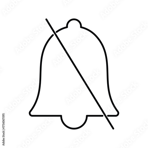 Alarm silence notifications off icon vector simple graphic pictogram illustration, silent mode on symbol, sound voice door bell alert reminder, mute alarm messages ringer