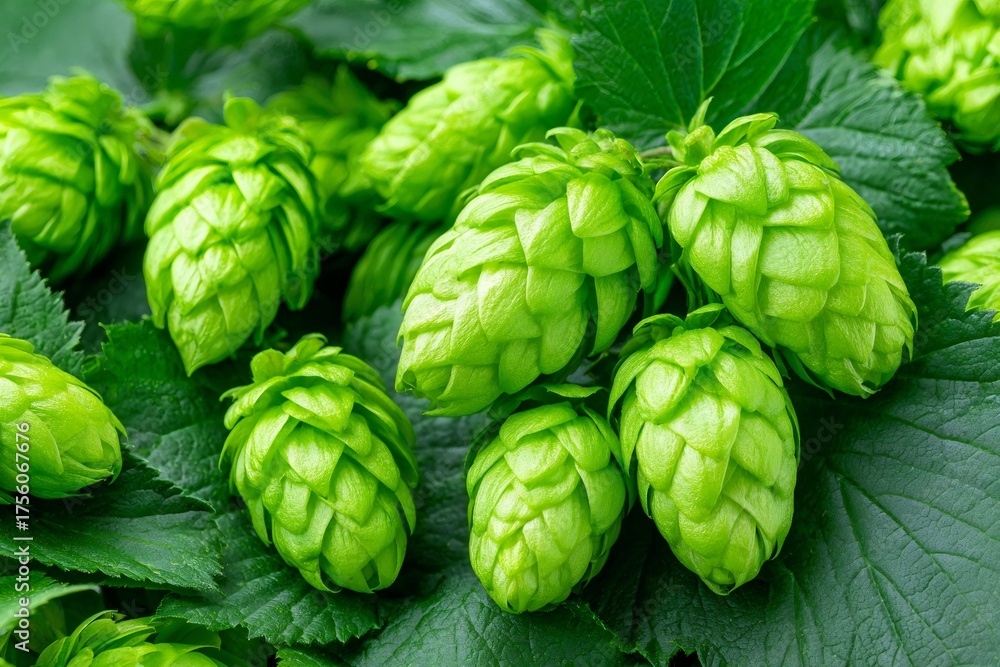 Fototapeta premium Fresh hop cones on vine for brewing beer