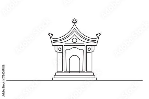 shrine icon. Thin linear style design. one line Icon drawing with white background