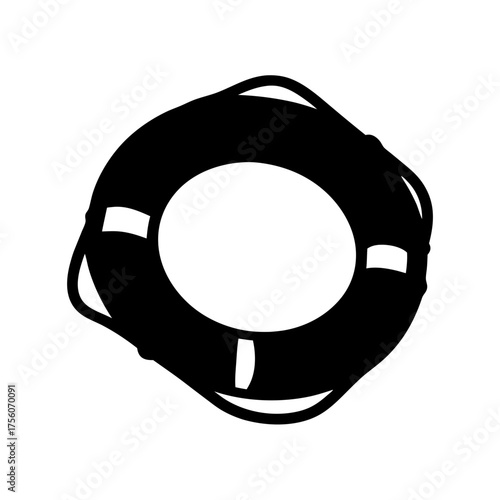 Simple black and white life preserver ring for water safety and rescue situations