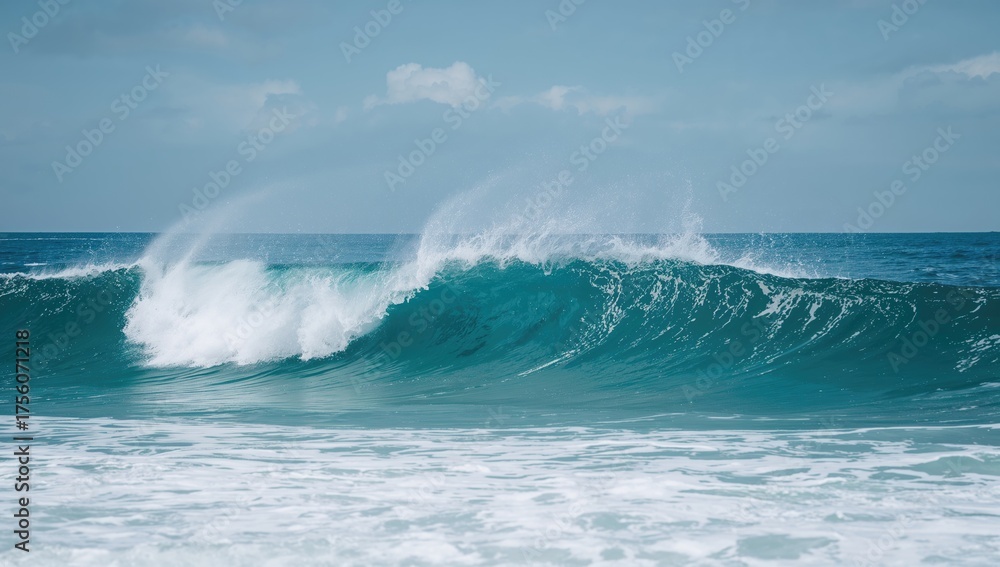 Fototapeta premium Sea with white spindrift and blue waves