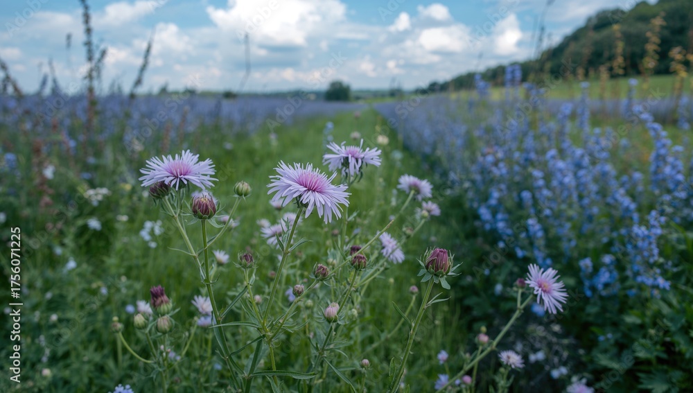Fototapeta premium Stunning purple and violet aster blossoms
