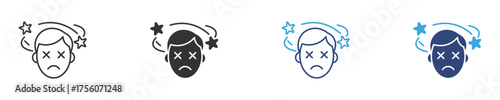 Dizziness icon set, Stress icon,  Depress, sad, lonely, stress concept. vector illustration . 
