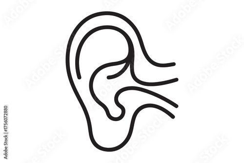 cartilage icon. Thin linear style design. one line Icon drawing with white background