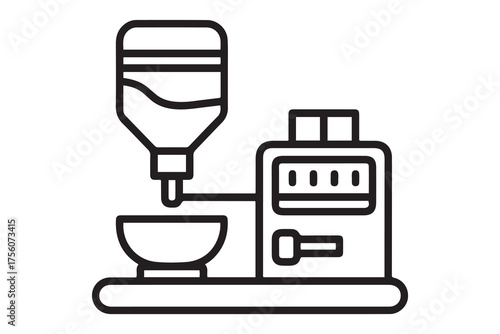 filling machine icon. Thin linear style design. one line Icon drawing with white background