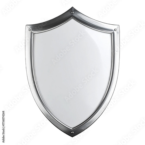 Polished steel teardrop knight shield blank heraldry white and transparent background