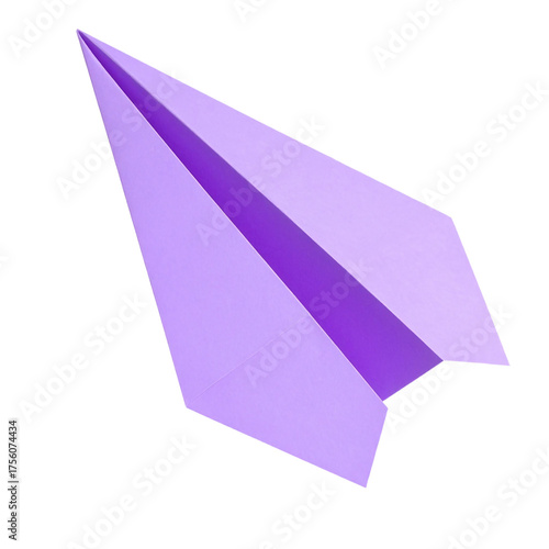 purple paper plane 3d render icon isolated on white and transparent background