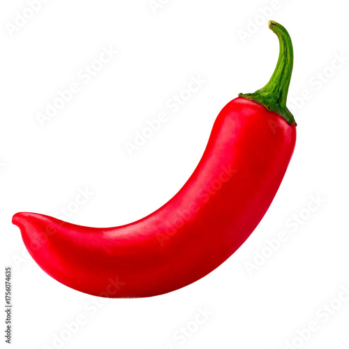 Red hot chili pepper, isolated on white and transparent background