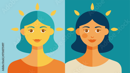 Before After Two sidebyside faces one showing sun damage and the other vibrant and healthy with exosomes illustrated as beams connecting the two indicating transformation.