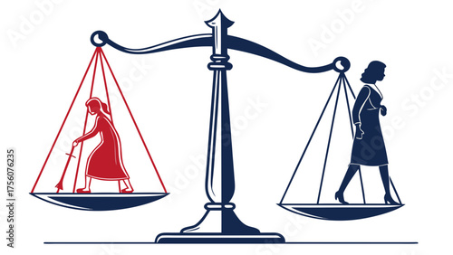 Advocating for Gender Equality with Scales of Justice Representing Women's Rights and Opportunities in the Workplace and Society, Highlighting Fairness