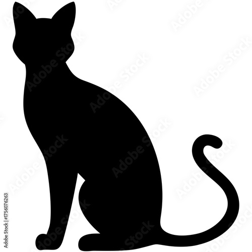 Elegant black cat silhouette, a timeless symbol of feline grace and mystery, perfect for designs needing a touch of sophistication and animal charm, vector origin