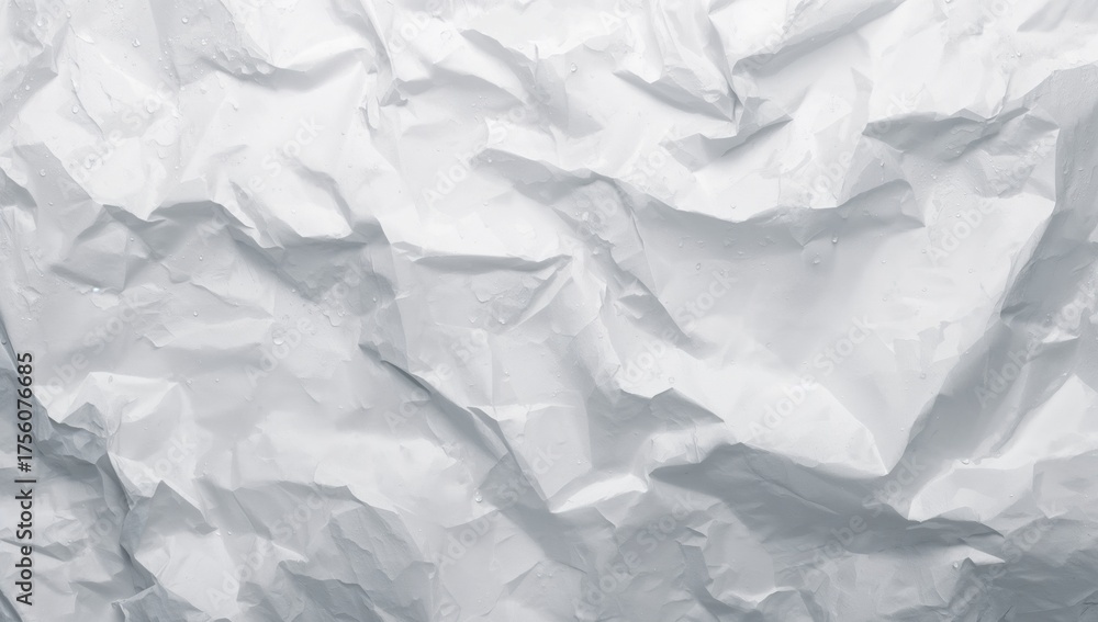 Fototapeta premium Wrinkled white paper surface close-up with moisture