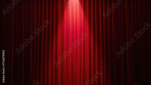 Main spotlight illuminating a stage with a deep red velvet backdrop
