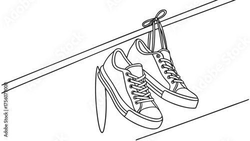 Cool canvas sneakers hanging casually, perfect for youthful designs and modern fashion projects, adding a touch of urban style with these trendy shoes