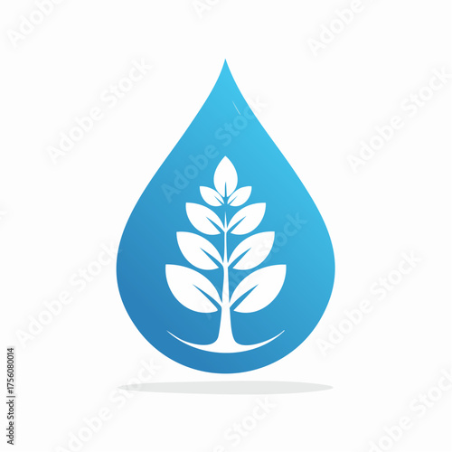 A symbolic representation of growth and freshness, plant life inside a water droplet