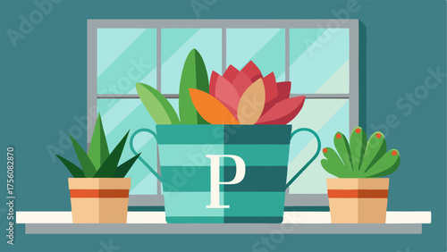 A galvanized metal bucket used as a planter filled with vibrant succulents and p on a windowsill.