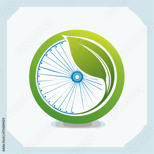 Eco-Friendly Bicycle Wheel Logo Depicting Sustainable Transportation and Green Living