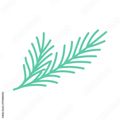 A green leaf with a white background. The leaf is drawn in a stylized way, with a lot of detail and a sense of movement. Scene is calm and serene, with the leaf representing nature