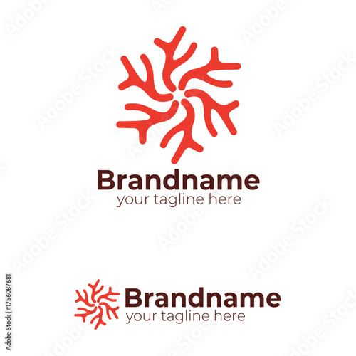Abstract Coral Logo Vector Template Design for Ocean, Marine, Sea Life, Underwater, Health, Nature, Environment, Eco, Creative Agency, or Unique Brand Identity
