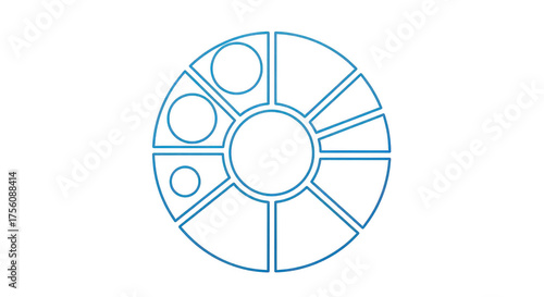 A circular diagram with segments isolated on transparent background, infographic