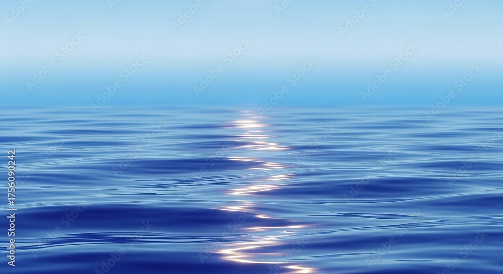 Naklejka premium Calm ocean water with sun reflection on the surface during daytime view