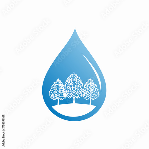 Symbolic illustration representing water conservation and environmental preservation through tree imagery