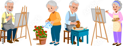 elderly couples having a pleasant leisure time